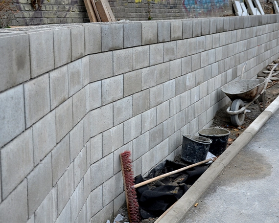new interlocking blocks retaining wall, view after installation