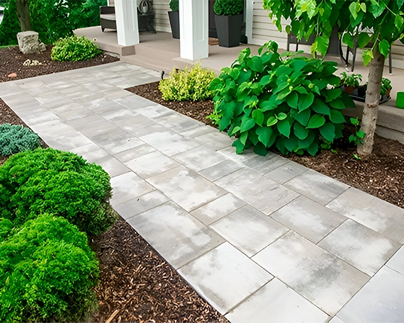 landscape around interlocking walkway