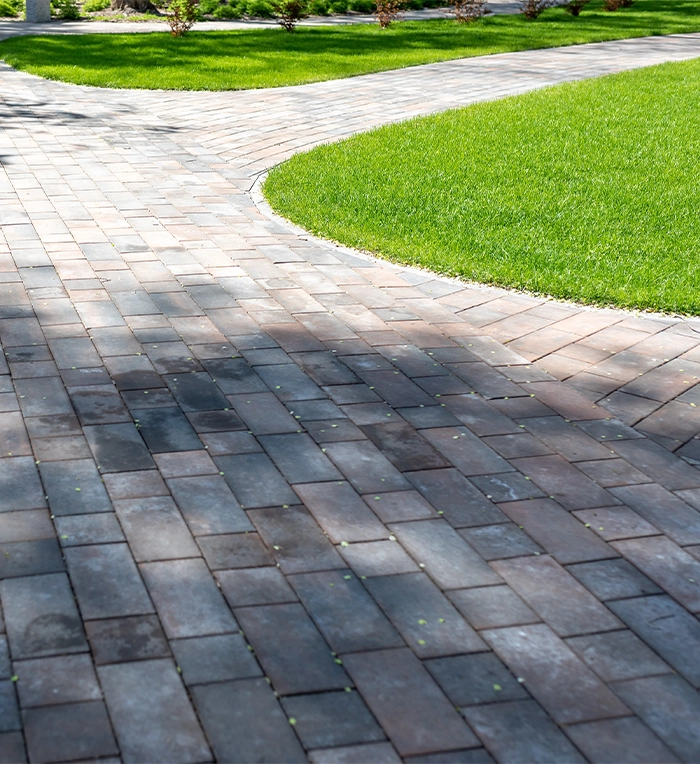 interlocking walkway multiple ways in park