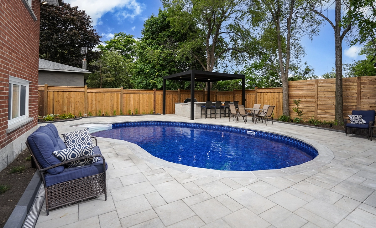 landscaping and interlocking around pool landscaping and interlocking around pool in backyard