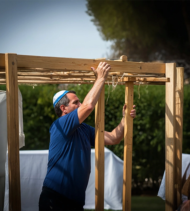man installing sukkah professional man installing sukkah