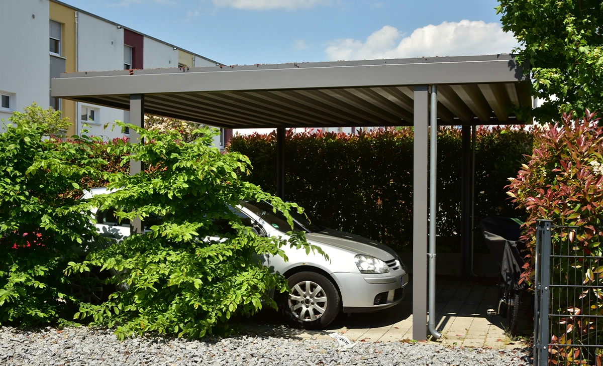 metal carport in front of a residential building Metal Carport in Front of a residential Building