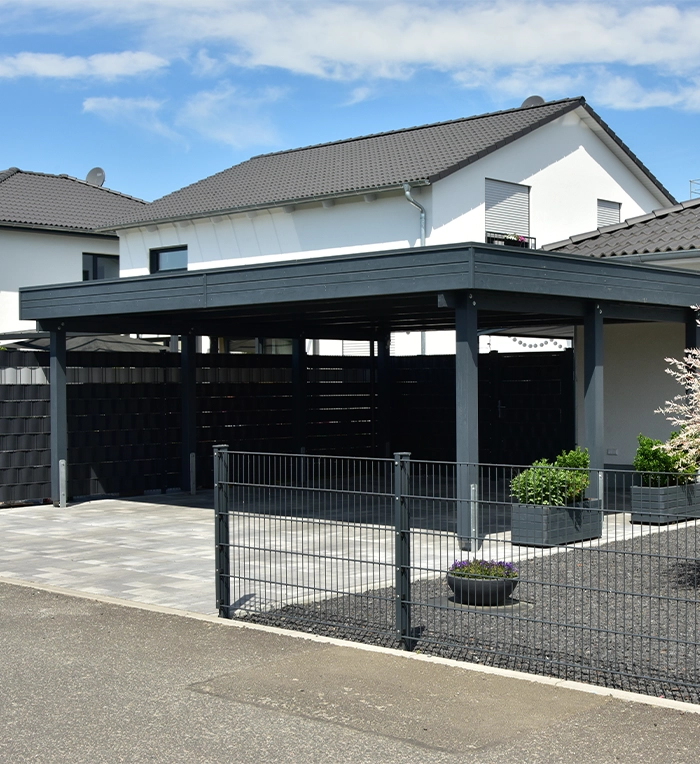 Metal Carport in Front of a residential Building