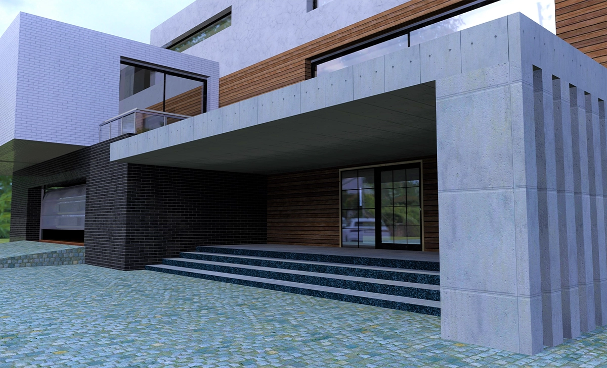 modern home view with front porch