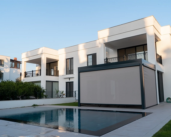 modern sukkah modern sukkah near pool in home backyard