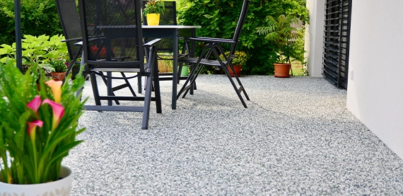 sitting setup on natural stone surface