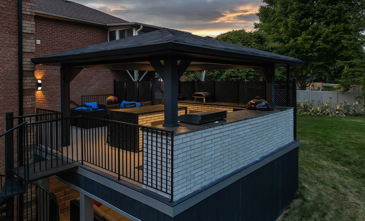 outdoor kitchen cabana open kitchen covered under cabana in backyard