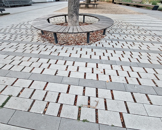 tree on centre of permeable driveway