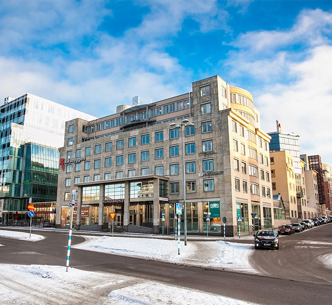 commercial market area view after snow remove