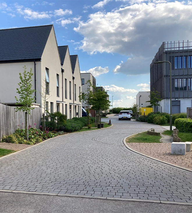 residential buildings with private permeable driveway