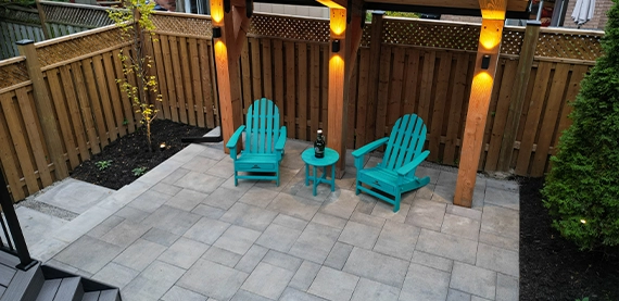 backyard interlock patio landscaping