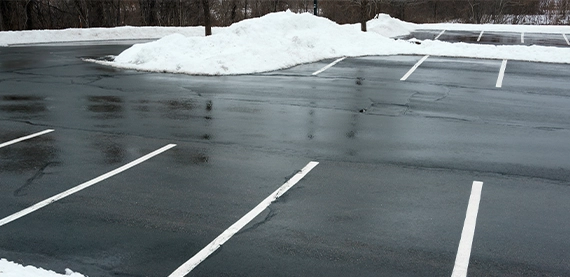 snow cleared from parking area