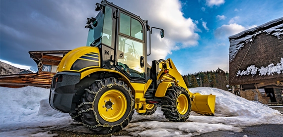 snow removal tractor close up view