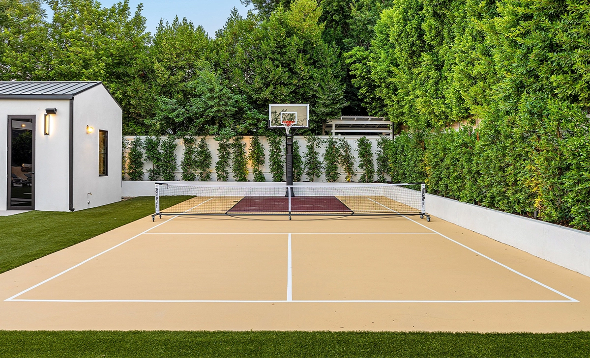 sport court in backyard lawn