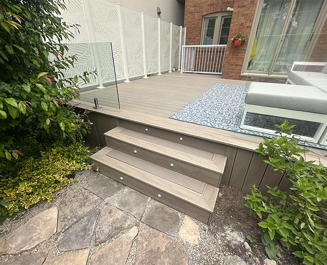 deck with privacy screen and railing