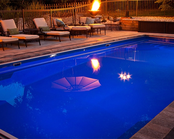 vinyl pool img one vinyl pool and gathering setup in backyard