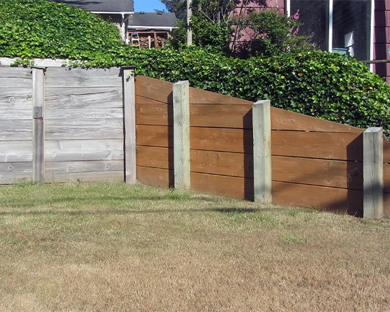 wooden retaining wall image one brown and grey wooden retaining wall