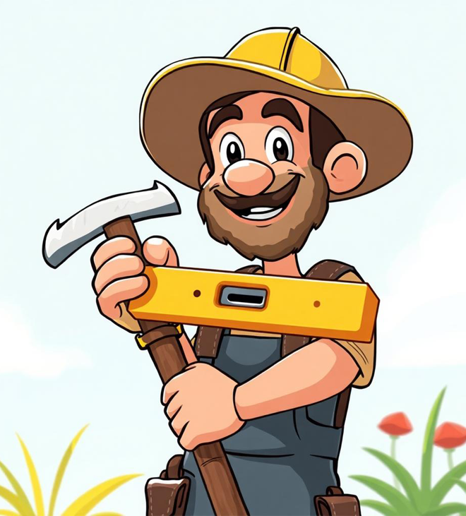 cartoon image of a landscaper