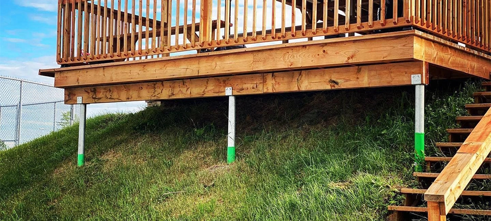 helical piles for slope deck