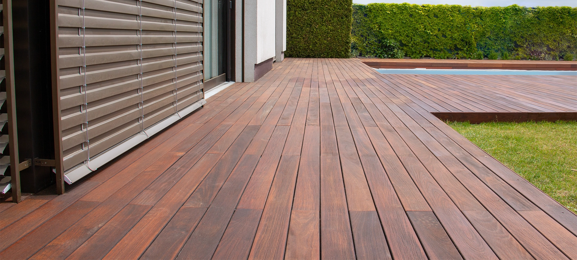 outdoor pool deck closeup view