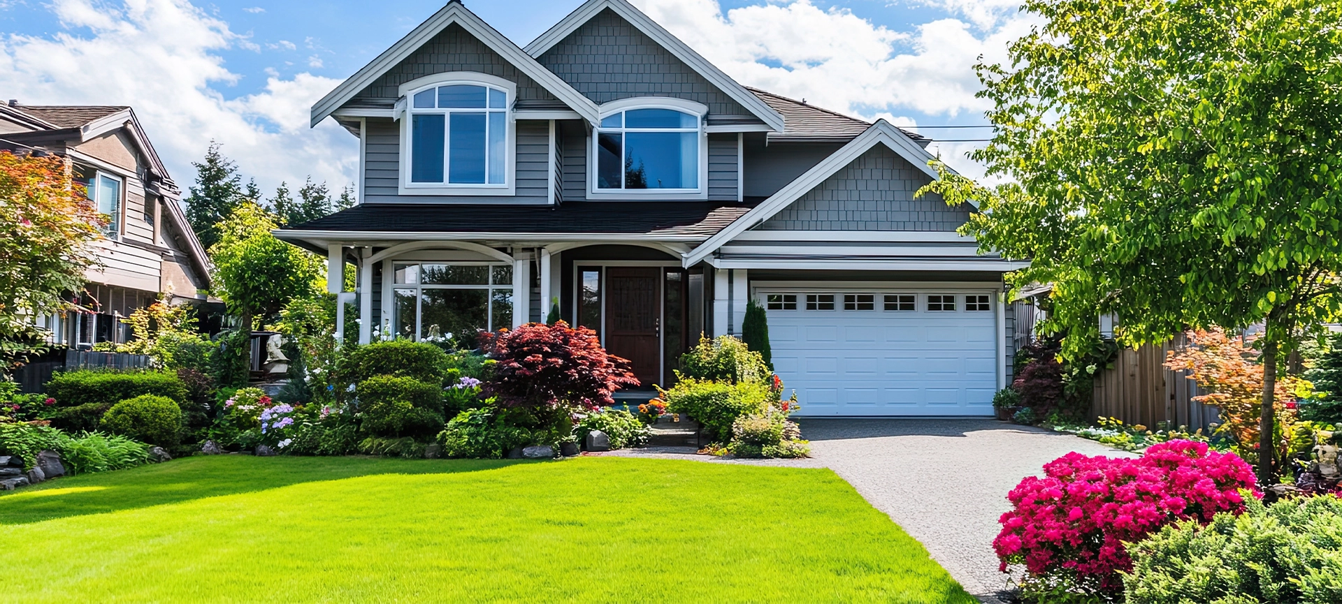 Dream Home with Suburban Landscape
