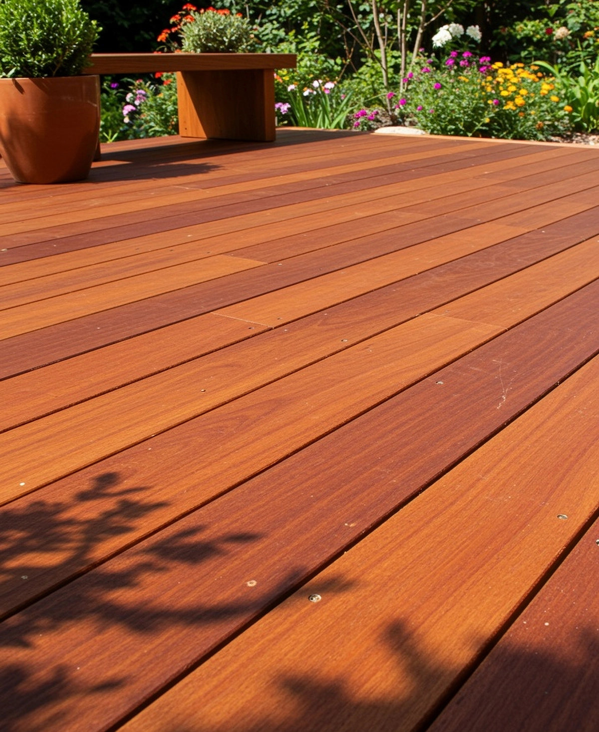 red brown natural wood decking