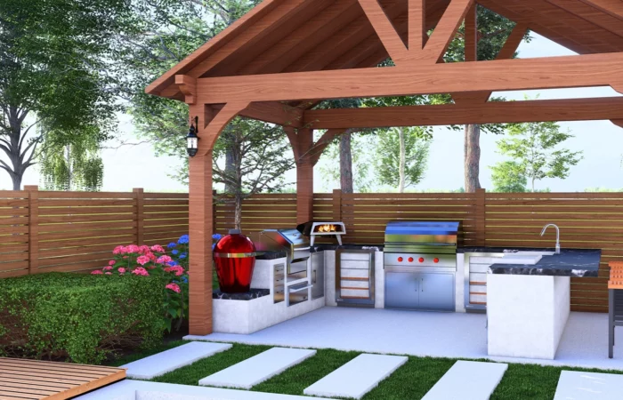 3d render of outdoor kitchen